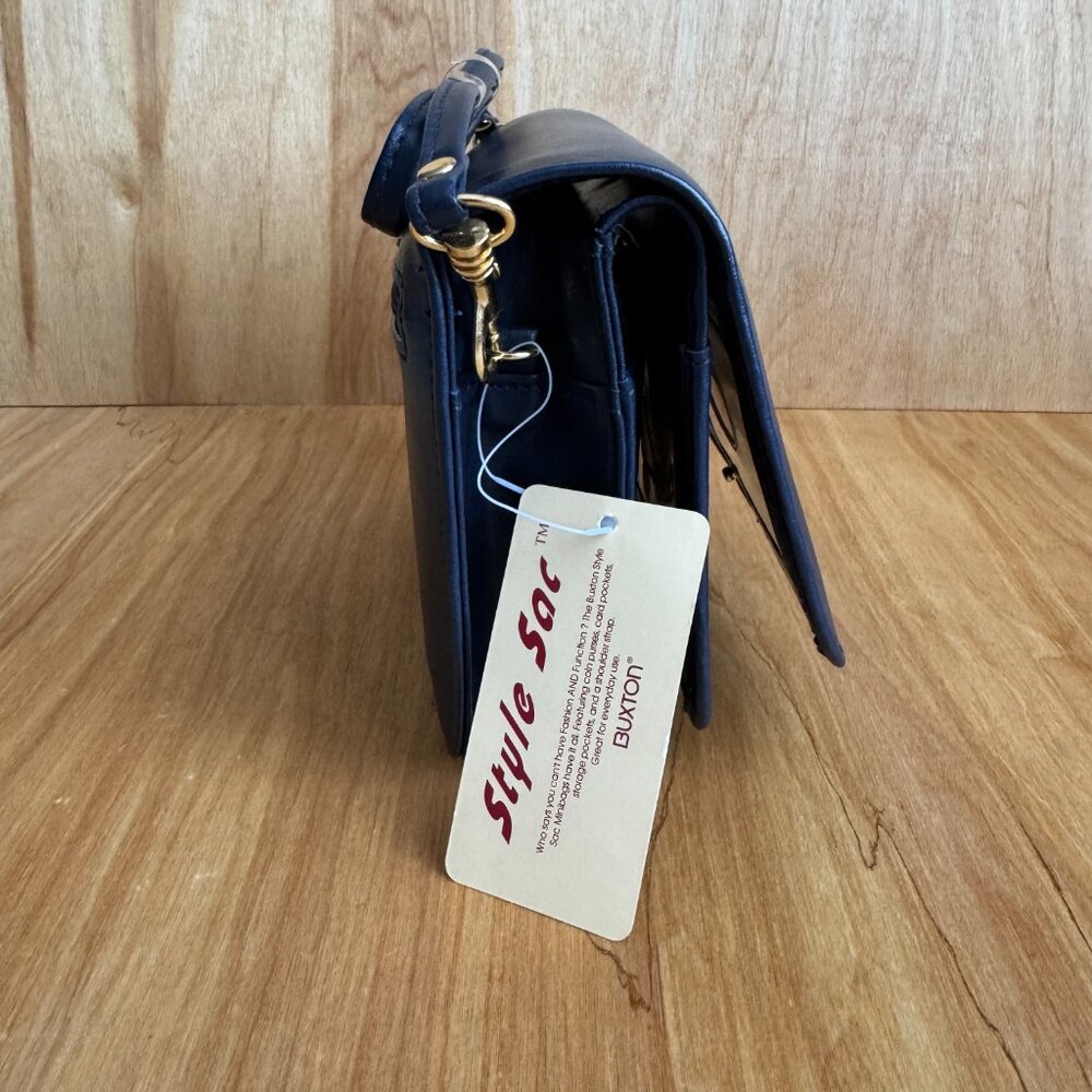 Buxton Mini Bag NWT Crossbody Navy Leather - Picture 15 of 16
